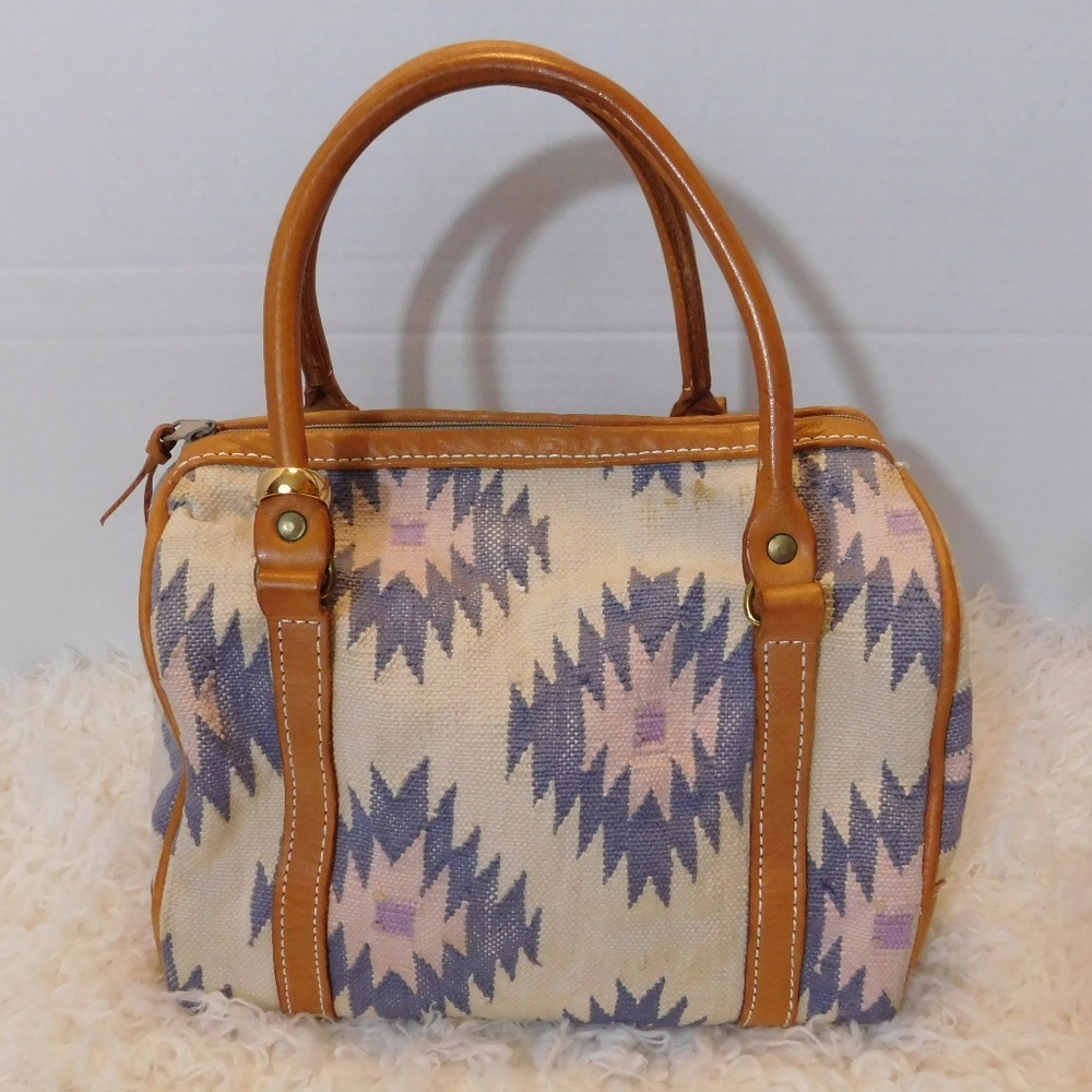 Vintage Neiman Marcus Woven Tribal PRINT SATCHEL